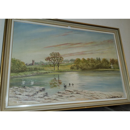 729A - J Constable-Parnell, River Landscape, oil on board, signed, 49 x 74cm, framed