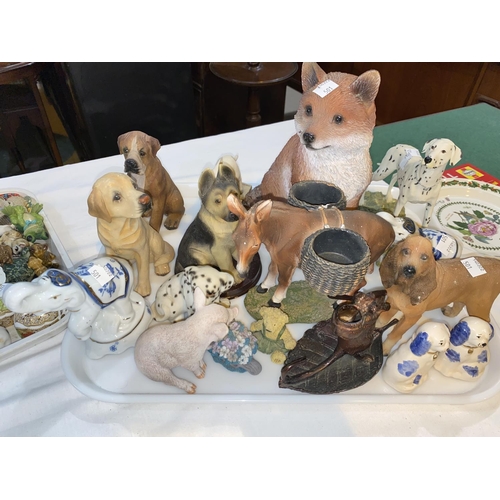 501 - Two Royal Crown Derby hedgehogs with gilt stoppers; a large selection of china and other animals