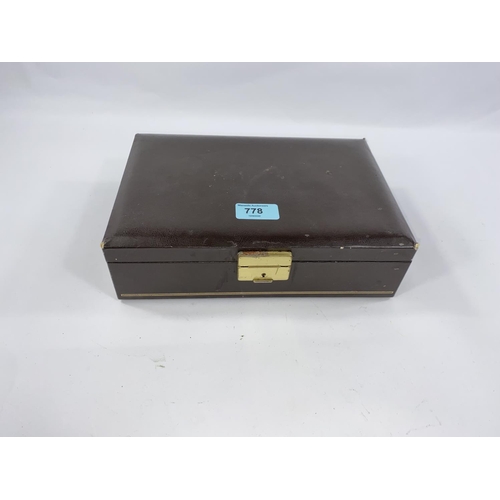 778 - A jewellery box with 9 ladies watches; costume jewellery