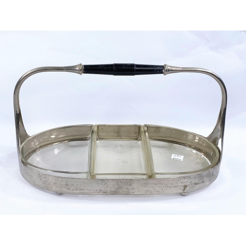 710C - A WMF, Art Nouveau, three section hors d'oeuvres basket with handle.