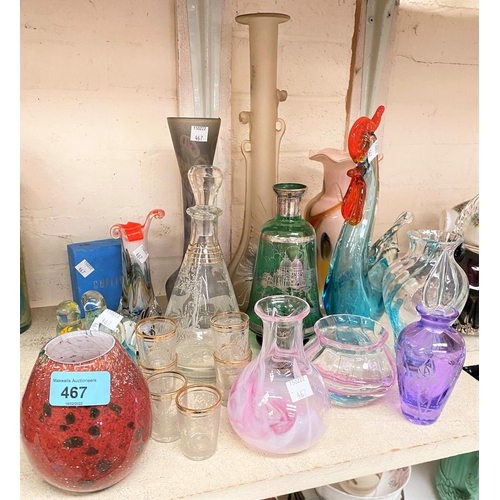 467 - A selection of studio and other coloured glassware, Caithness etc.