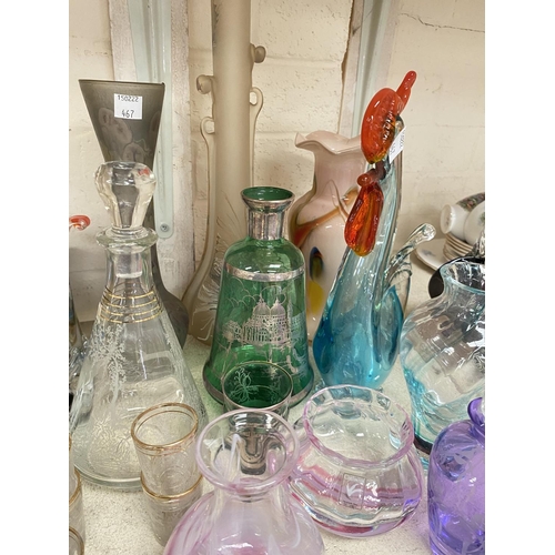 467 - A selection of studio and other coloured glassware, Caithness etc.