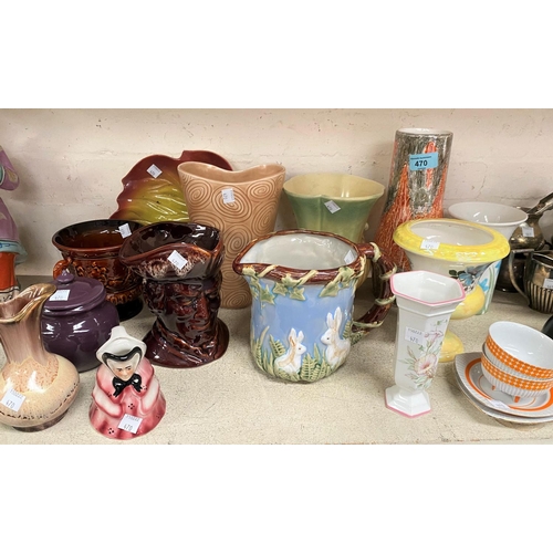 470 - A selection of Sylvac and other similar china vases, jugs etc.