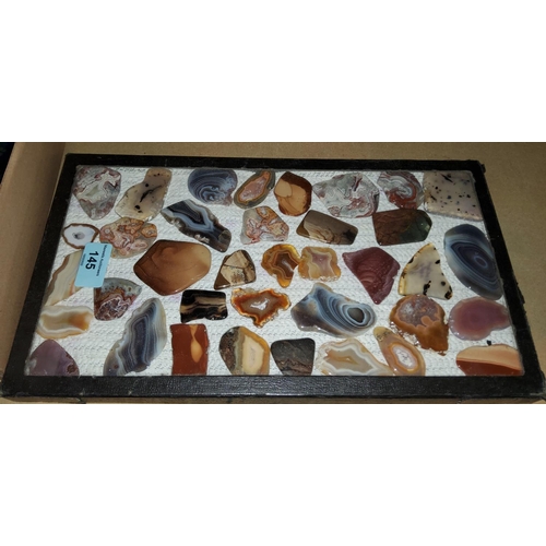 145 - A selection of polished agate plaques (box 37 x 20cm)
