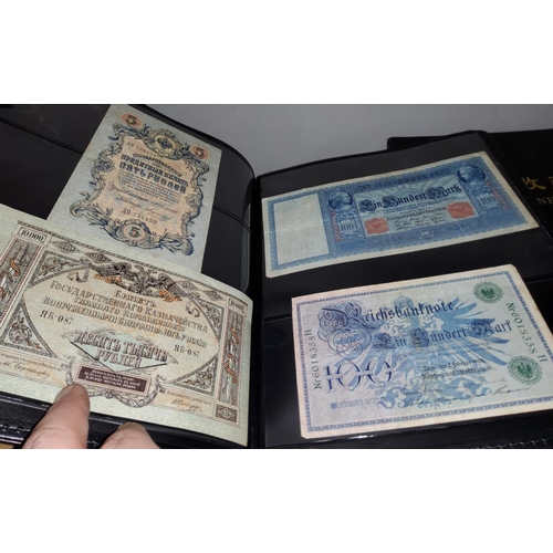 202 - An album of World bank notes featuring Russian and German examples