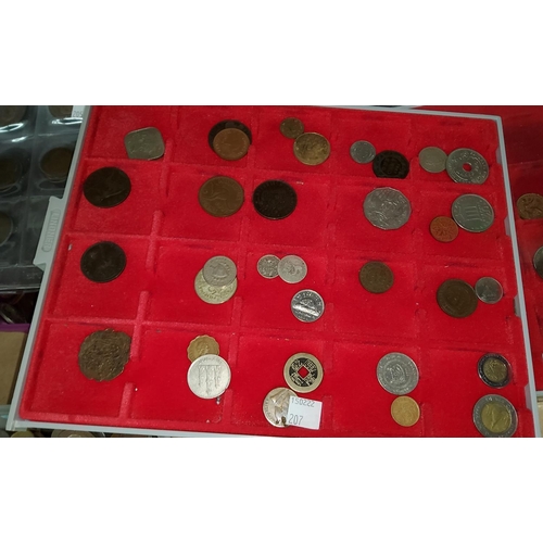 207 - Three coin trays with miscellaneous coins