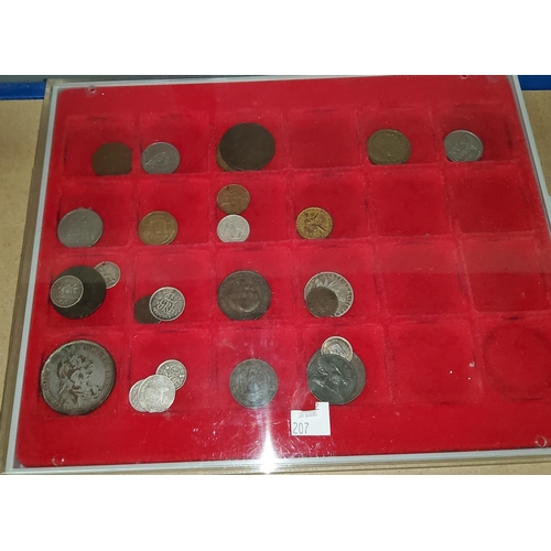 207 - Three coin trays with miscellaneous coins