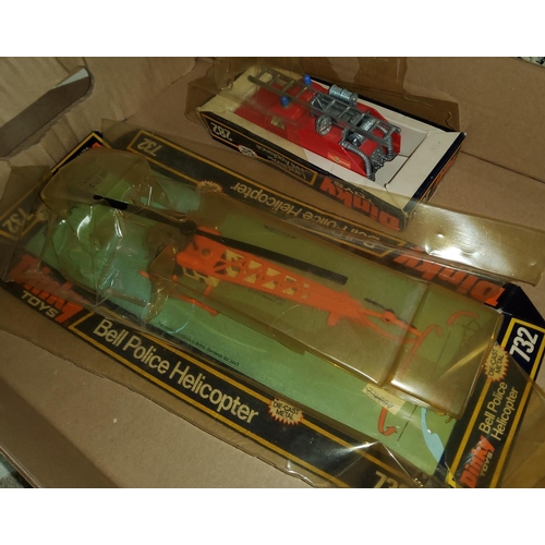 73 - Two Dinky vehicles:  282 Land Rover fire appliance & 732 Bell Police Helicopter (original boxes ... 