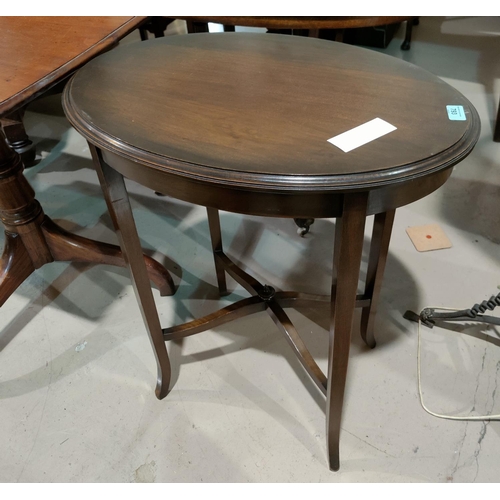 793 - An oval mahogany occasional table and a similar square 2 tier occasional table
