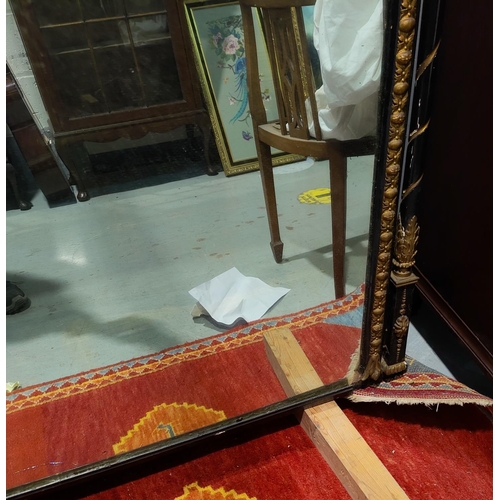 809 - A 19th century full length rectangular mirror in Aesthetic style ebonised and parcel gilt frame, hei... 