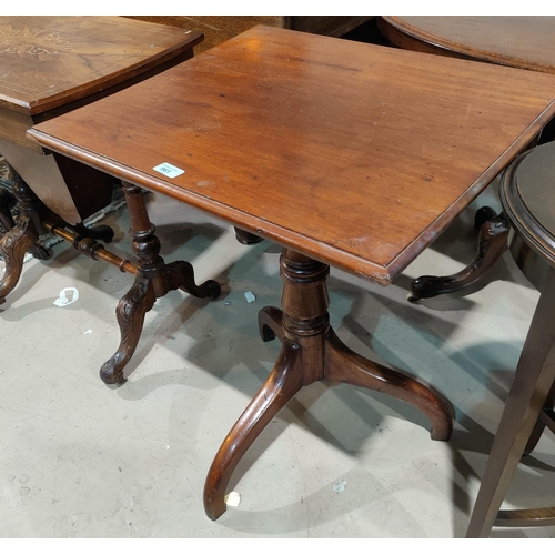 861 - A 19th century mahogany occasional table with rectangular tilt top, on triple splay feet