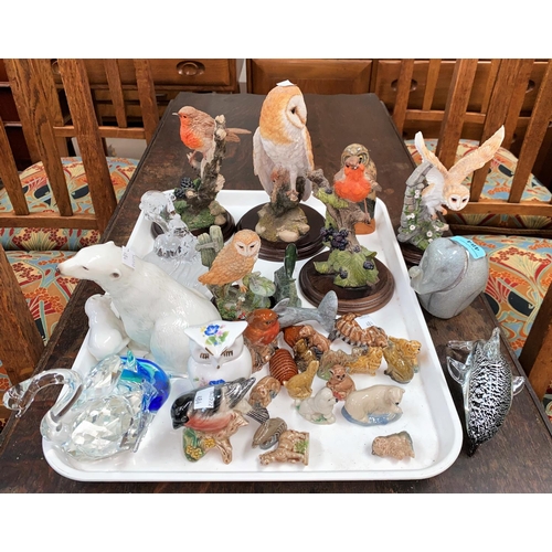484 - A selection of china and glass animal figures, Wade etc