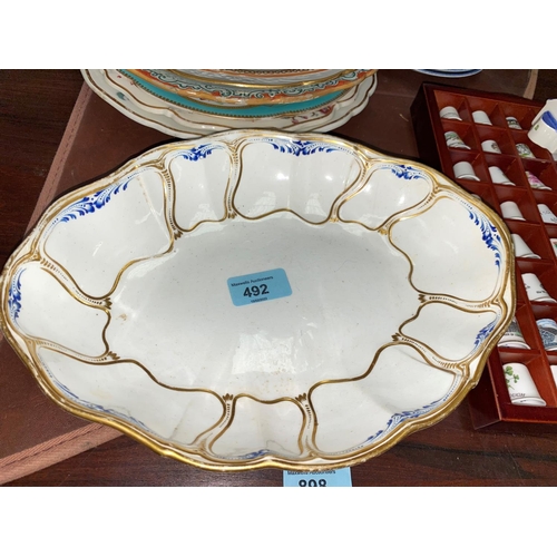 492 - a 19th century Derby oval bread dish, 28cm and a selection of 19th century English china plates