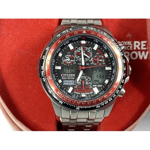717A - An originally boxed Citizen Eco-Drive Chronograph wristwatch, Red Arrow Edition