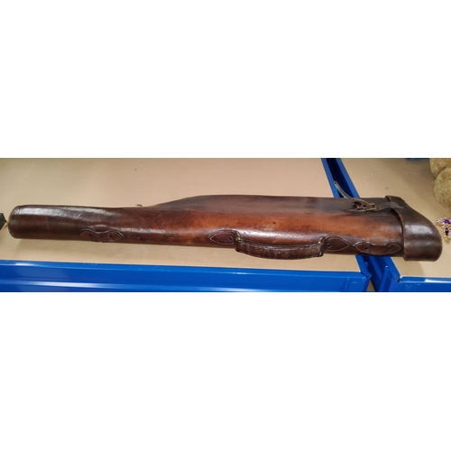 138 - A hard leather rifle carry case, length 80cm
