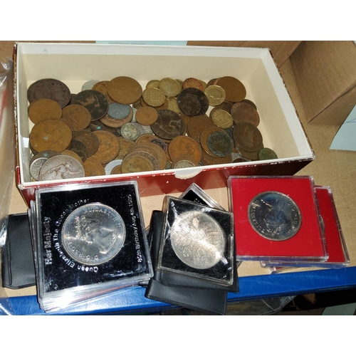 248 - GB:  15 crowns and a selection of copper coins; etc.