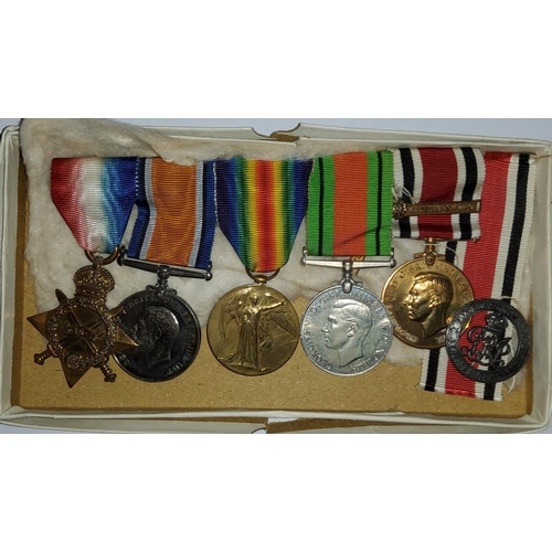 270 - WWI/II:  a group of 5 medals with 1915 start trio, Defence Medal and Special Constabulary medal... 