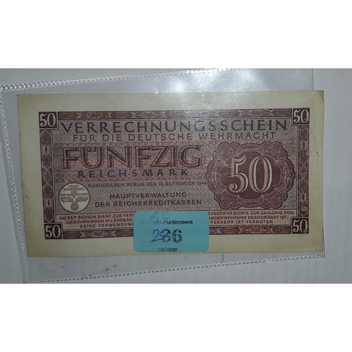 286 - A German Wehrmacht 50 mark note 1944