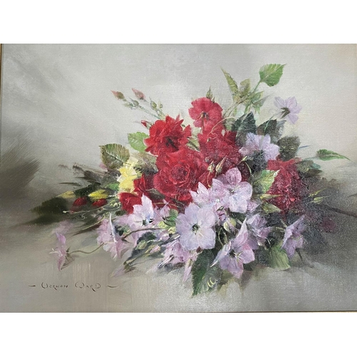 751 - Vernon Ward:  Still life of roses and other flowers, oil on artists board, signed, 29 x 39 cm, ... 