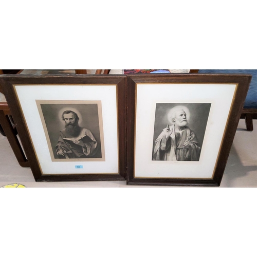 182 - Two oak framed German religious prints of St Peter and St Paul
