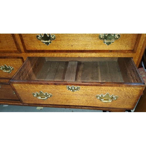 944 - A 19th century Lancashire oak chest with hinged lid, drawers below, various inlay and decorations&nb... 