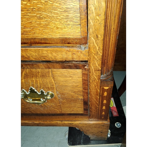 944 - A 19th century Lancashire oak chest with hinged lid, drawers below, various inlay and decorations&nb... 