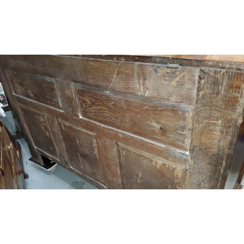 944 - A 19th century Lancashire oak chest with hinged lid, drawers below, various inlay and decorations&nb... 