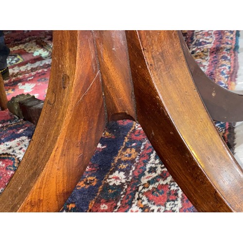 808 - A Regency period mahogany dining table with wide satinwood crossbanding, rounded rectangular tilt to... 