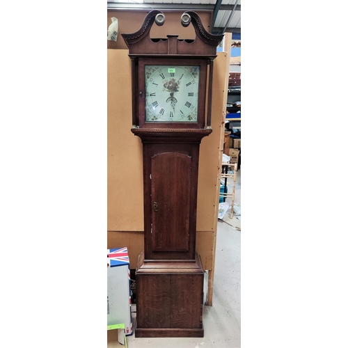 915 - An oak cased 30 hour longcase clock with square painted dial