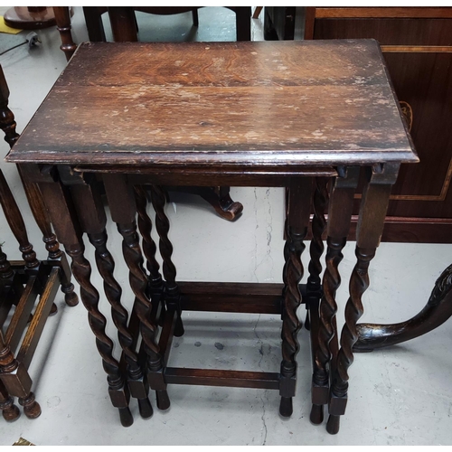 910A - A set of oak barley twist occasional tables