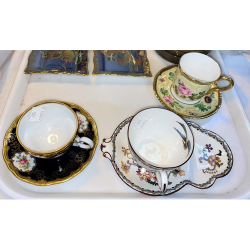 547 - Four various cabinet cups and saucers; 2 pairs of collectors plates; a 1930's pair of Crown Devon lu... 