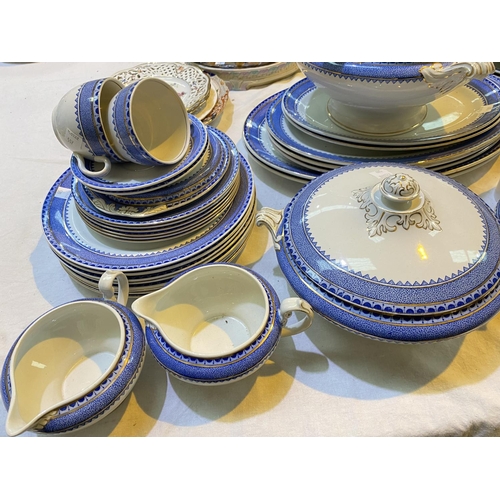 589 - An early 20th century Burleigh Ware dinner service in blue, white & gilt, 38 pieces approx with ... 