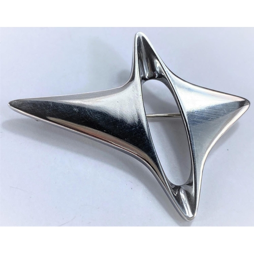 639 - Georg Jensen, a pierced silver abstract brooch designed by Henning Koppel, Georg Jensen stamp, No.33... 