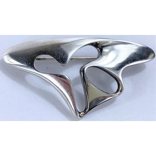 641 - Georg Jensen, a pierced silver abstract brooch with makers stamp, No.325