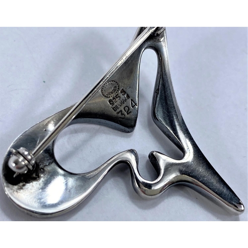 642 - Georg Jensen, a silver 'amoeba' brooch designed by Henning Koppel, Georg Jensen stamp No.324