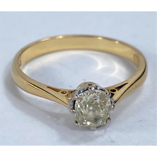 655 - An 18ct hallmarked gold old cut diamond solitaire, stone approx. 0.4carat, 3gms size P