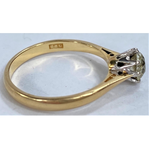 655 - An 18ct hallmarked gold old cut diamond solitaire, stone approx. 0.4carat, 3gms size P