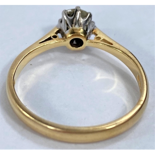 655 - An 18ct hallmarked gold old cut diamond solitaire, stone approx. 0.4carat, 3gms size P