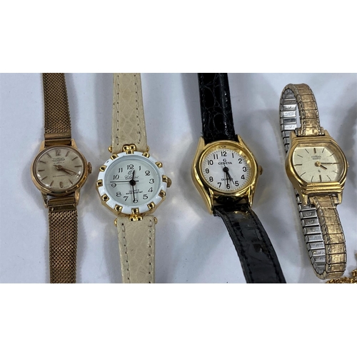 727 - A Rotary 9ct hallmarked gold ladies wristwatch on expandable strap;a Waltham ladies wristwatch and o... 