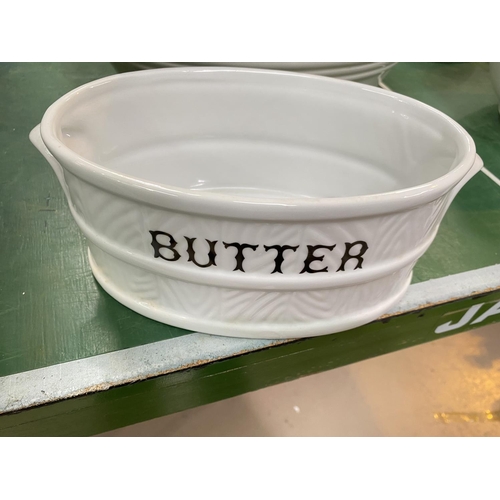 402 - A large 2 handled dairy milk pail, 41cm and a similar butter crock, 26cm