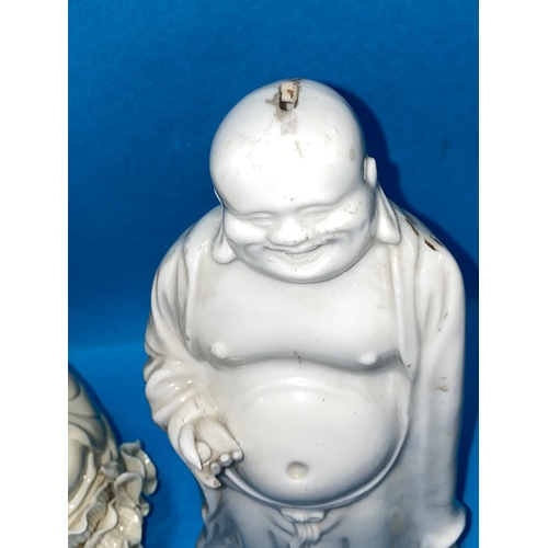 415 - A Chinese Blanc de Chine figure of a seated Buddha ht. 26cm seal mark to back and a similar Buddha (... 