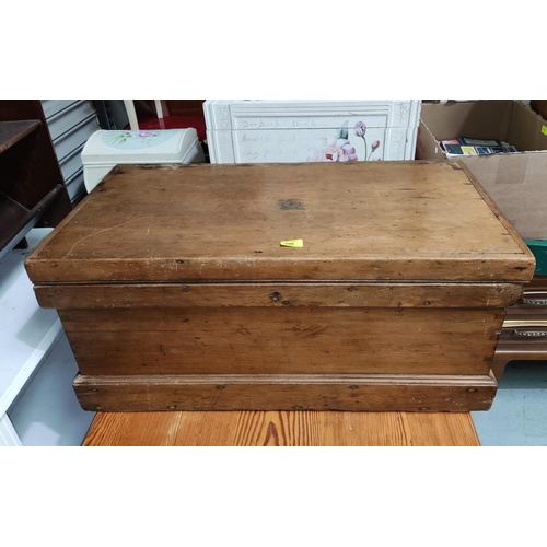 906 - A stripped pine blanket box. Length 83cm x Height 37cm x Depth 44cm