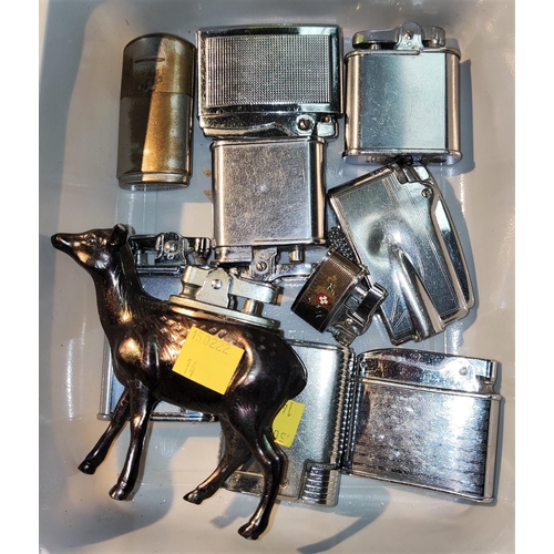14 - A novelty table lighter in the form of a deer and other vintage cigarette lighters