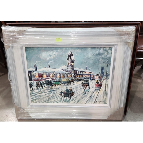 777 - Bernard McMullen: Stockport station, oil on board 44x58cm