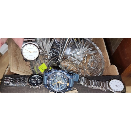 12 - A selection of gent's watches, commemorative crowns and bric a brac