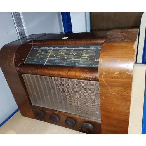 13 - A 1960's Ferguson record player; a Marconi walnut cased mains radio