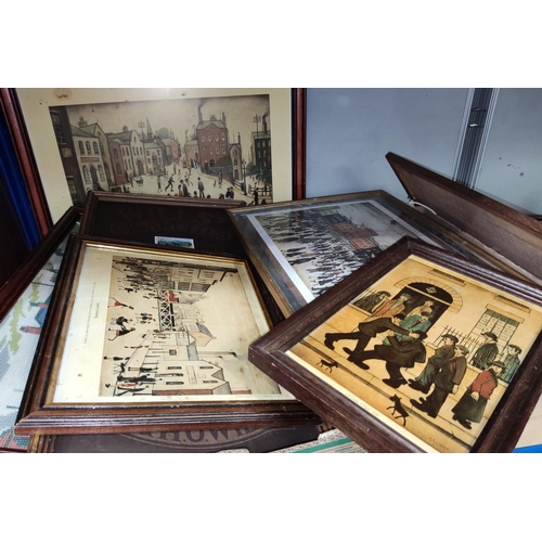 7 - A large collection of Lowry prints and framed cigarette card sets.