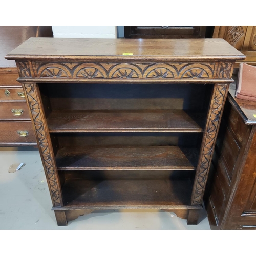 835 - A Victorian carved oak 3 height bookcase