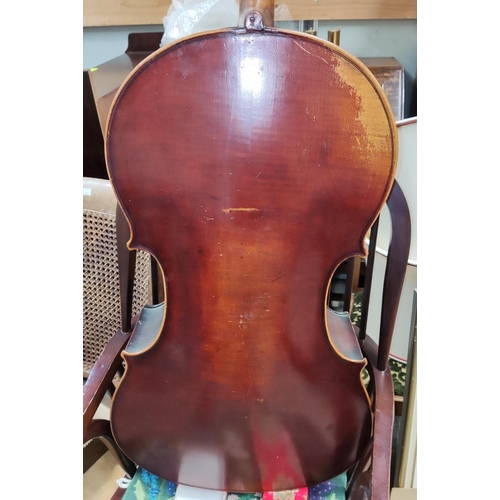 171 - A 19th century double piece back cello, Stradivarius, replica, full size, 4/4 bearing internal label... 