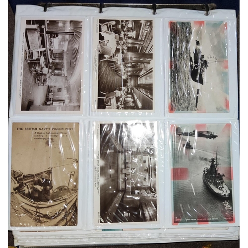 371 - A large collection of vintage postcards in album mainly ocean liners and ships and various loose car... 